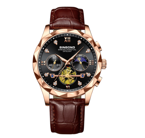 Binbond Original Luxury Watch Multi-Function Quartz Watch All-Match Trendy Watch Fashion Casual Trendy Male Tungsten Steel Color WristWATCH 2