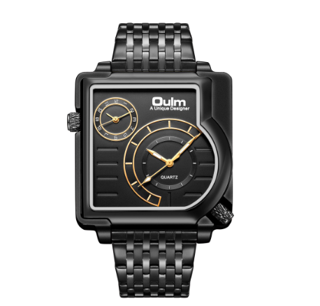 Oulm Gold Large Dial Personality Men's Watch BLACK