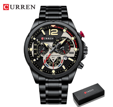Curren Men's Quartz Watch Top Fashion Brand Stainless Steel Creative Date Sport 8395 03
