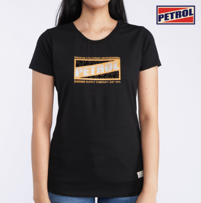 Petrol Basic Tees for Ladies Regular Fitting Shirt Missed Lycra Fabric Trendy Fashion 39922 Black
