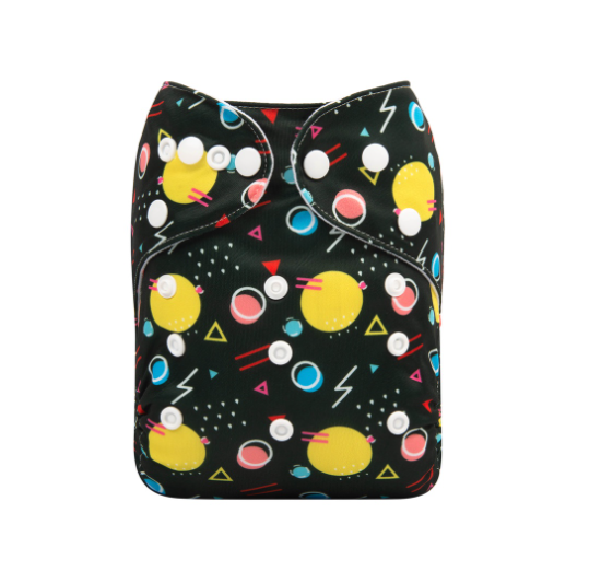 Alva Baby Cloth Diapers 1Set With Bamboo Charcoal Insert Printed Washable Diapers Cloth Diaper Pocket Nappy D35