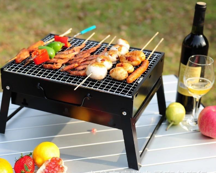 PORTABLE Stainless Steel Barbecue Grill Pits Black BBQ 1Pc 40 By 30 Cm