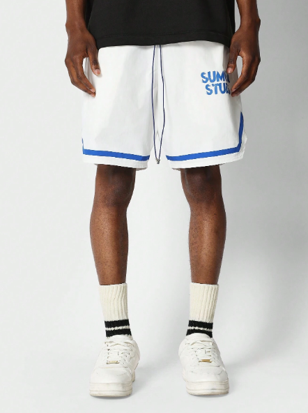 SUMWON Nylon Colour Blocked Short With Front Graphic