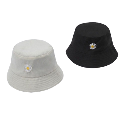 Lovito Casual Floral Sunproof Embroidery Daisy Double-sided Fisherman Adjustable Shoulder Straps Hat L18M339