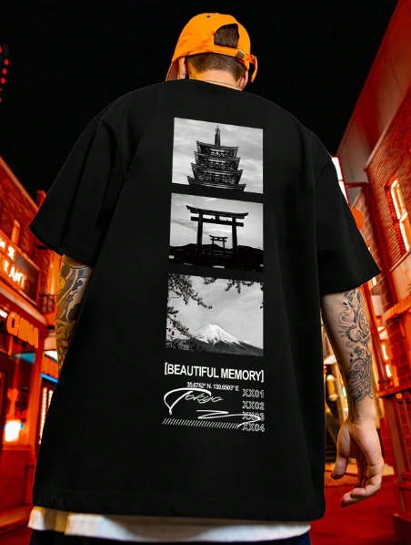 Extended Sizes Men Plus Slogan Graphic Tee