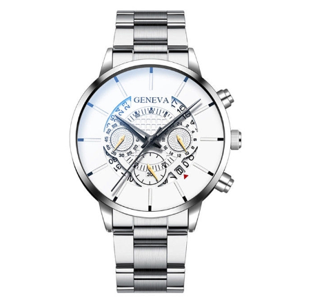 Fashion Geneva Watch Men Stainless Steel Watch With Calendar M6