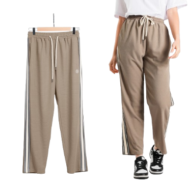 INSPI Waffle Pants For Men and Women with Drawstring and Pockets Baggy High Waist Sweatpants Trouser (Mocha)