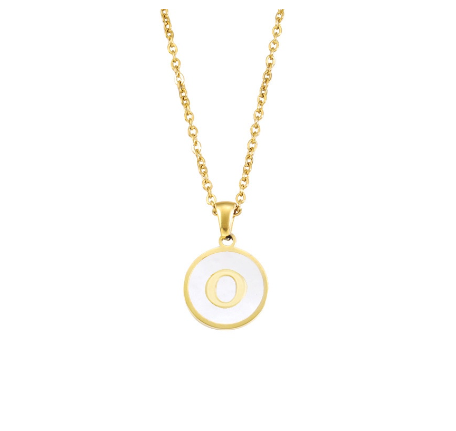 A-Z English alphabet Necklace Simple Alloy Letter Necklace Round Pendant Pendant Chain O