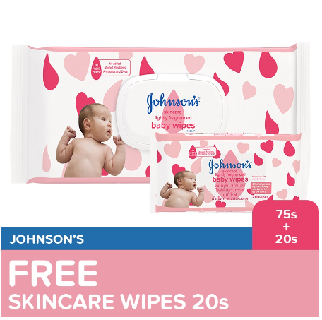 Johnson's Skincare Baby Wipes Bundle 75s Free 20s - Wipes for Baby, Baby Care, Wet Wipes