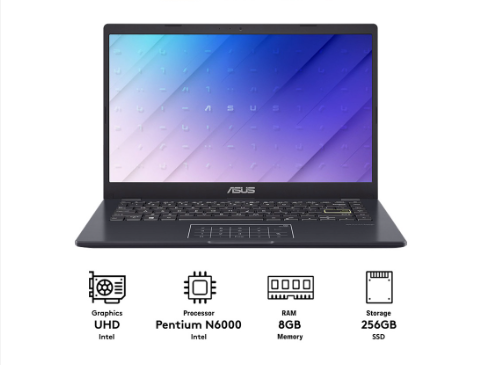 Asus E410KA-BV450W 14" HD Intel Pentium N6000 256GB+8GB SSD UHD Graphics Windows 11 Laptop