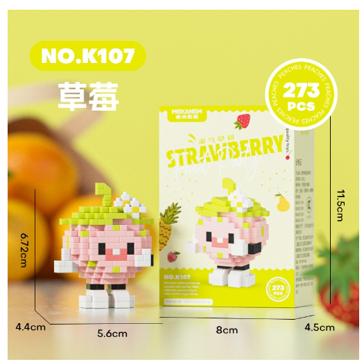 Mini Bricks Toys Trendy Fruit Happy Food Set Creative Desktop Decorations Birthday Gifts F10