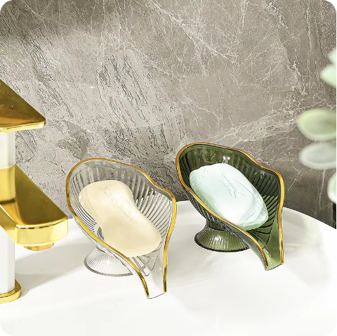 Non Punching Soap Box Storage Rack Tabletop Drain Rack PET Transparent Soap Storage Box