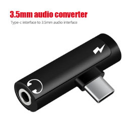 2-in-1 Type C Headphone Dual-port Audio Adapter To 3.5Mm Jack For Xiaomi Huawei Audio Charger Dispenser Accessories