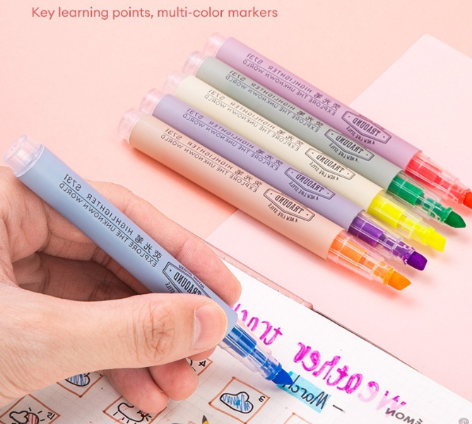 Deli Fluorescent Highlighter Pen 6 Colors Marker Pen Set Student Stationery School Supplies S731