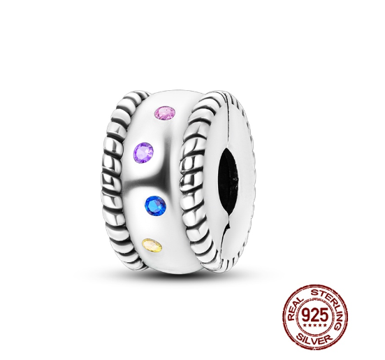 Fit Original Pandora Bracelet Beads Pendant 925 Sterling Silver Love Positioning Buckle Series Colorful Women Jewelry DIY Gift S049