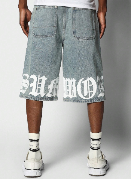SUMWON Denim Jort With Graphic