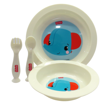 Fisher Price Feeding Dish Plate, Bowl , Spoon & Fork
