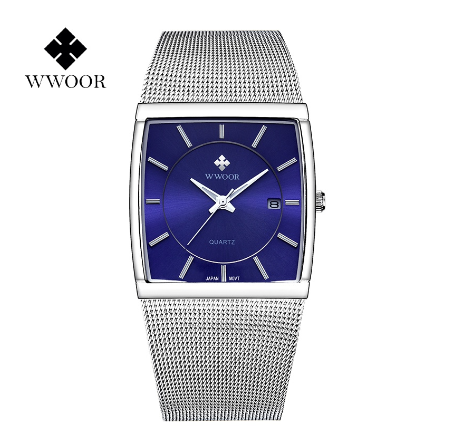 Wwoor Men Watch Top Luxury Waterproof Able Business Watch BLUE PLATE