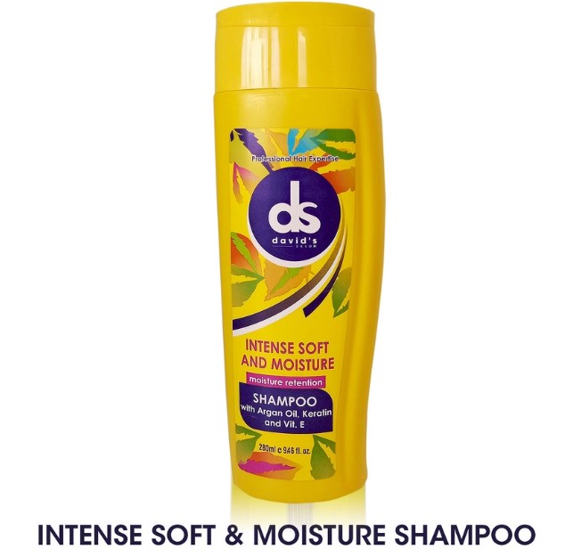 Davids Salon Intense Soft and Moisture Shampoo with Argan Oil Keratin and Vit. E Yellow 280ML