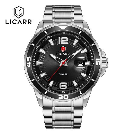 LICARR Brand Luxury Men's Watches Fashion Stainless Steel Waterproof Casual Quartz Business Wrist Watch 9525 01