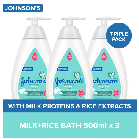 Johnson's Milk+Rice Bath 500ml x 3