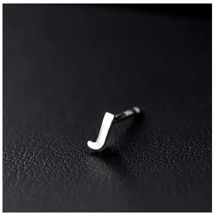 A-Z Initial Letter Stud Earrings for Women Girls Birthday Gift Silver Plated 26 Alphabet Name Ear Piercing Jewelry J