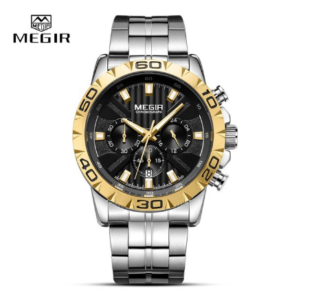 MEGIR Brand Luxury Full Steel Business Quartz Watch Men's Wrist Watches Sport Military Date Chrono M003
