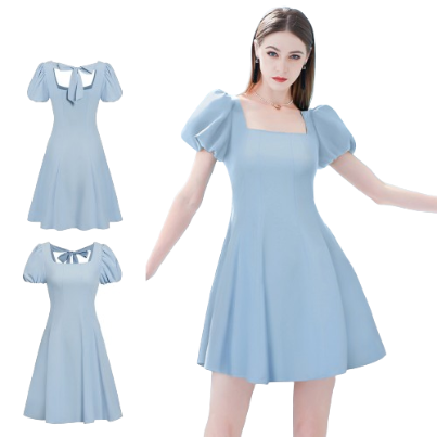 Lovito Women Casual Plain Bow Back Dress L77ED365