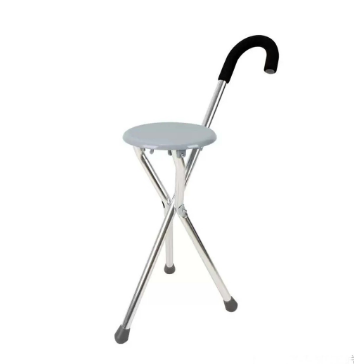 2 in 1 Folding Aluminium Tripod Cane Hiking Chair Portable Walking Stick With Seat for best gift for