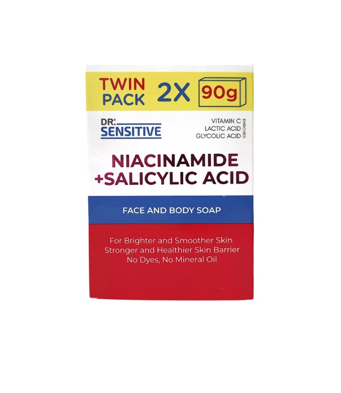 Dr. Sensitive Niacinamide plus Salicylic Acid Face and Body Bar Soap Twin Pack 90g x 2