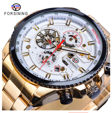Forsining Watch for men Automatic Mechanical Watches Men stainless steel Tourbillon Waterproof Skeleton Wristwatch 4