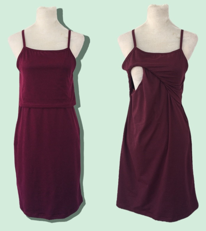 Best Moms Maternity and Nursing Spaghetti Dress Breastfeeding Wear MAGENTA