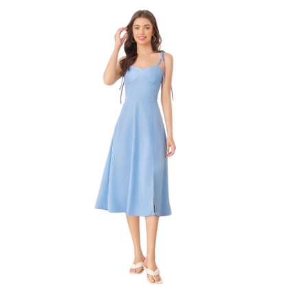 Lovito Women Lace Up Dress L56ED122 (Blue)