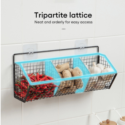 Kitchen Condiments Organizer rack wall hanging seasoning storage onion fruit basket vegetable shelf