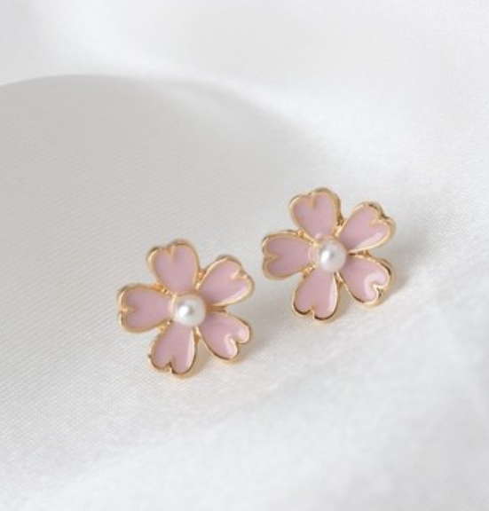 Cherry Blossom Pearl Stud Fashionable Earrings