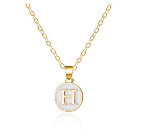 26 Initial Pendant Necklace Men's and Women's Fashion Simple Style Initial Pendant Gold Necklace Holiday Gift H
