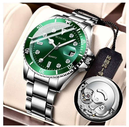 Men watch Green Water Ghost Watch for Men's Fully Automatic Mechanical Watch Glow Calendar Waterproof Quartz Watch 2