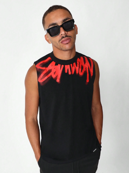 SUMWON Sleeveless Tank With Graffiti Graphic Print