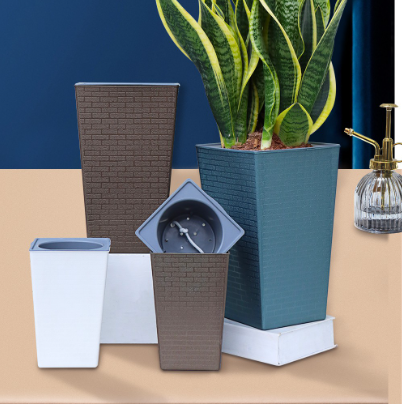 Brick Style Home Gardening Planter Smart Self Watering Plant Flower Pot Water Inlet