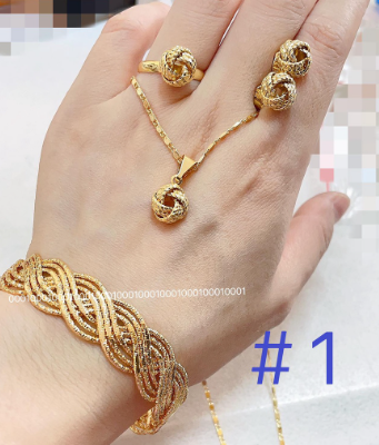 18k Bangkok gold 4in1 earring necklace ring bracelet