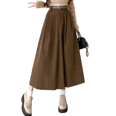 Lovito Princess Elegant Midi Women Plain Skirts LNE33239 (Brown/Black)