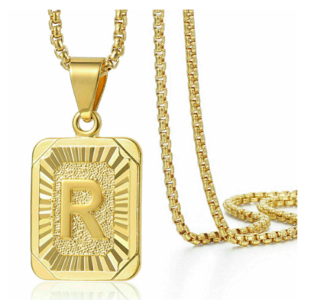 26 Letter Necklace Initial Pendant Men Women Fashion New Gold Plated Silver Plated Box Chain 22 Inch Factory Wholesale R