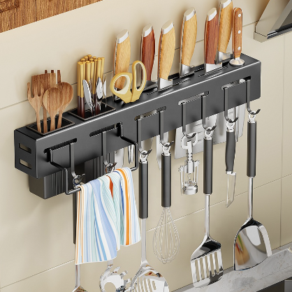 On Wall Knife Rack Stainless Steel Knife and Utensil Rack Kitchen Wall Rack