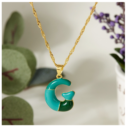 Dropping Oil 26 English Letter Pendant Necklace Fashion Colorful Letter Necklace Men's and Women's Jewelry