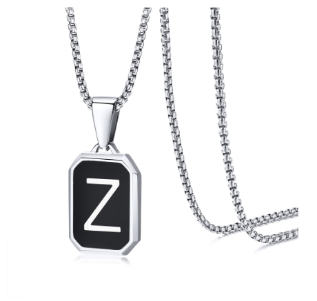 Meaeguet Black Fashion Necklace For Men Letter A-Z Pendant Stainless Steel Birthday Gift For Boyfriend Z