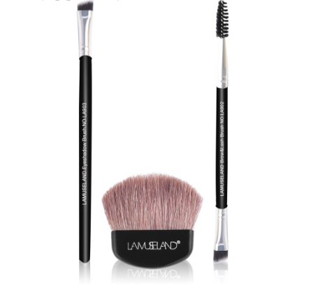 Lamuseland Makeup Brush Blush Double Head Beveled Eyebrow Eyelash 1 Pc