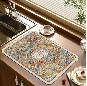 Kitchen Absorbent Mat Countertop Drain Pad Quick-drying Soft Drying Mat for Kitchen Counter Decor
