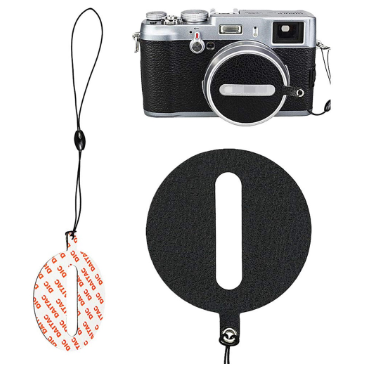 JJC Deluxe Nappa Leather Keeper Sticker with String for Lens Cap of Fujifilm X100V X100F X100T X100S X100 Camera