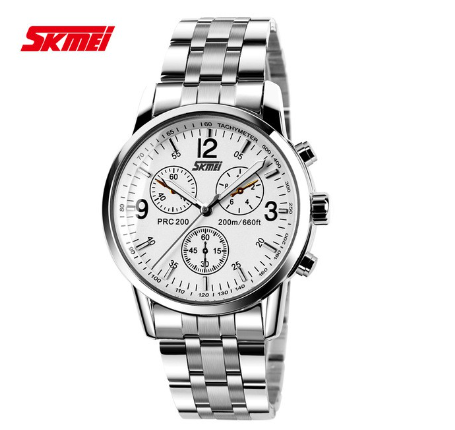 Skmei Men's Leather Stainless Steel Quartz Watch M2