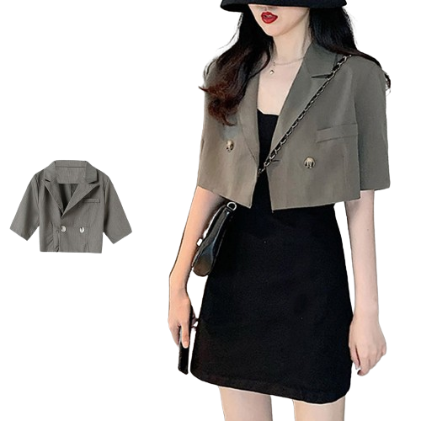 Lovito Women Casual Plain Button Blazer LNA47056